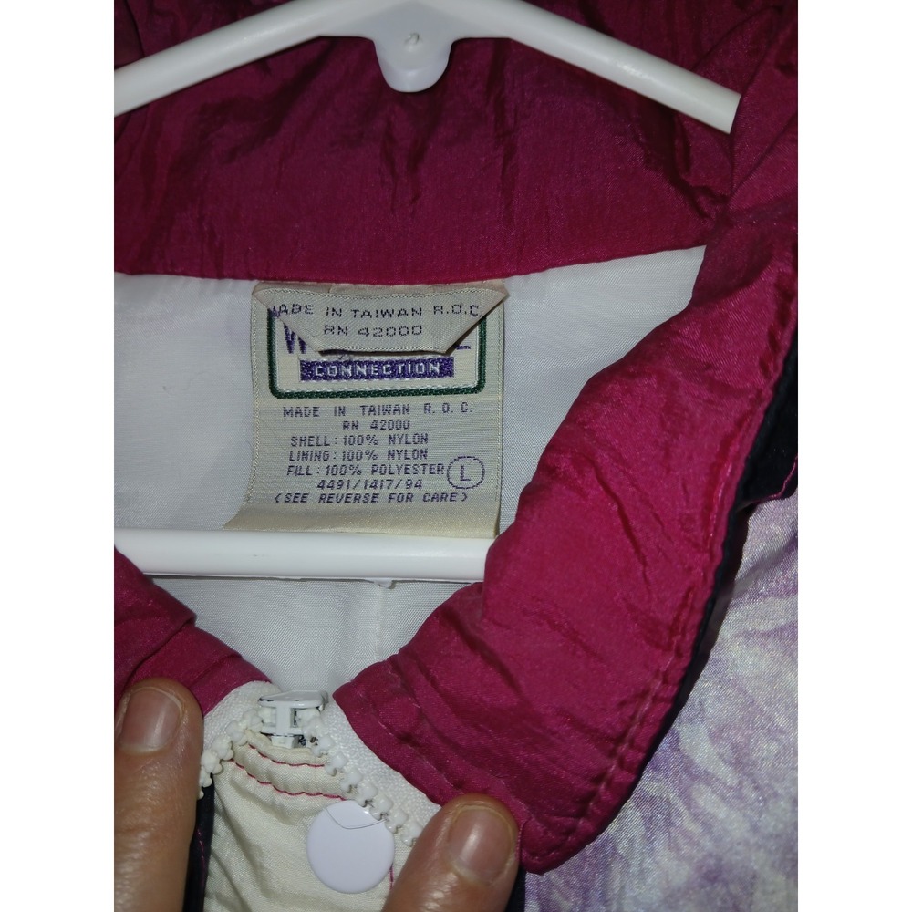Vintage Westside Connection Large Puffy Ski Jacket 80s 90s Purple White Colorblo - Picture 3 of 6